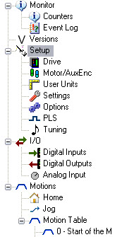 ORMEC MotionSet configuration tree structure